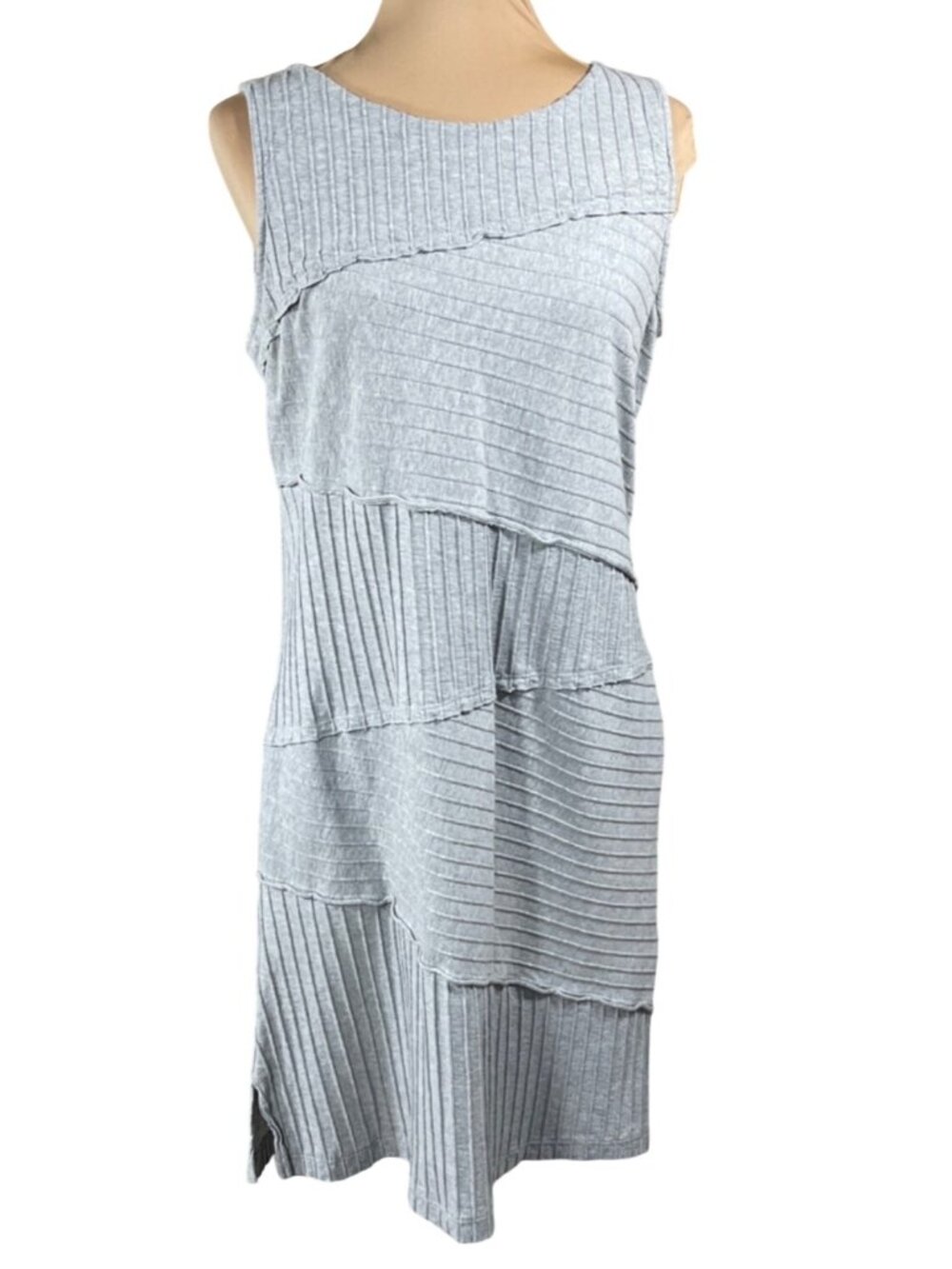 Soft Surroundings Knit Shirt Darcie Dress Size M Medium Grey Asymmetric Ribbed
